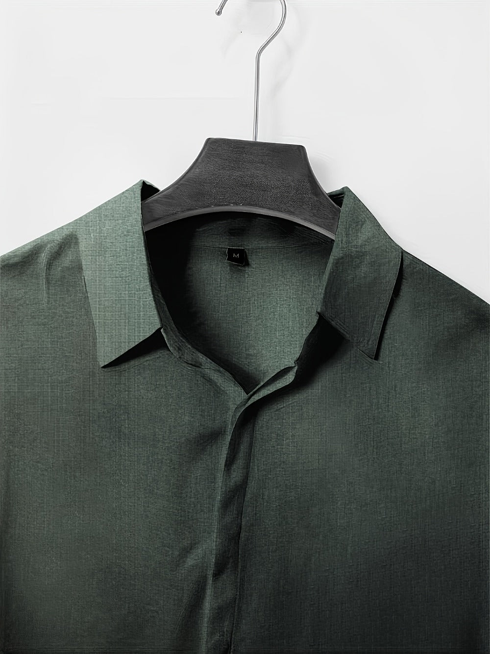 Men's Solid Color Shirt - Collared Short Sleeve 001061
