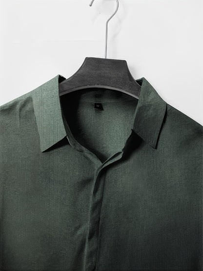 Men's Solid Color Shirt - Collared Short Sleeve 001061