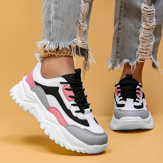 Women'S Thick-Sole Sports Shoes, Mesh Breathable Running Shoes, Fitness Travel, Lightweight And Convenient Hiking Shoes, Trendy Multi-Functional Casual Shoes, 025 Spring And Summer New Women'S Tennis Shoes, Women Shoes, Sneakers