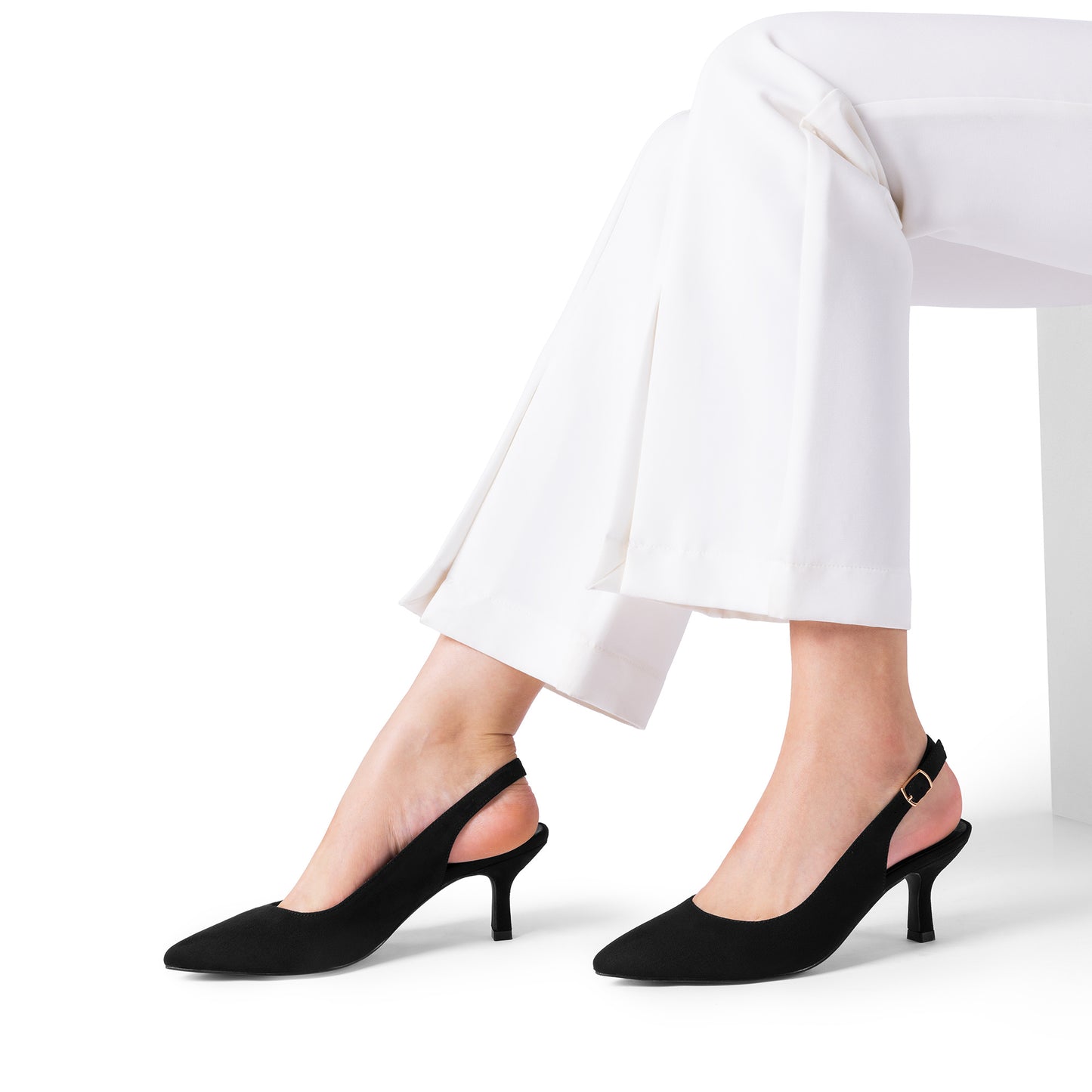 Women's Closed Toe Wedding Low Heel Slingback Kitten Heels Adjustable Strap Pointed Toe Pumps High Heeled Prom Dress Shoes Low Kitten Heels Women's Slingback Dressy Pumps Pointed Closed Toe Ankle Strap Elegant Wedding Pumps Formal Comfortable Shoes