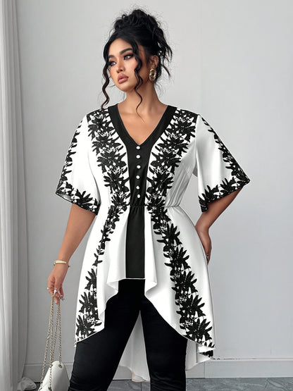 Women's White Polyester Printed V-Neck Dress - product view 12