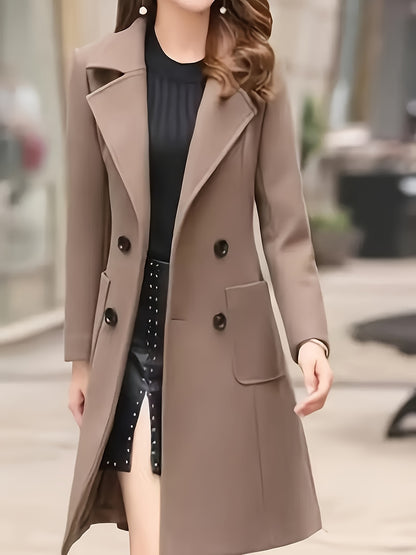 Easter & Mother's Day Gifts,Women's Fashion Solid Open Jacket - Lapel, Double Breasted, Long Sleeves - Perfect for Winter and Fall Fashion