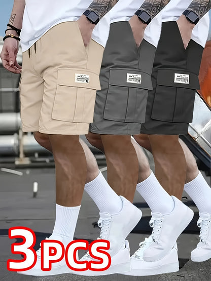 3pcs Set - Men'S Shorts, Casual Loose Shorts, Perfect Choice, Large Pocket Workwear Shorts, Summer Workwear Shorts Men'S Five Quarter Pants Ins Trendy Straight Leg Casual Five Quarter Shorts Couple Basketball Pants