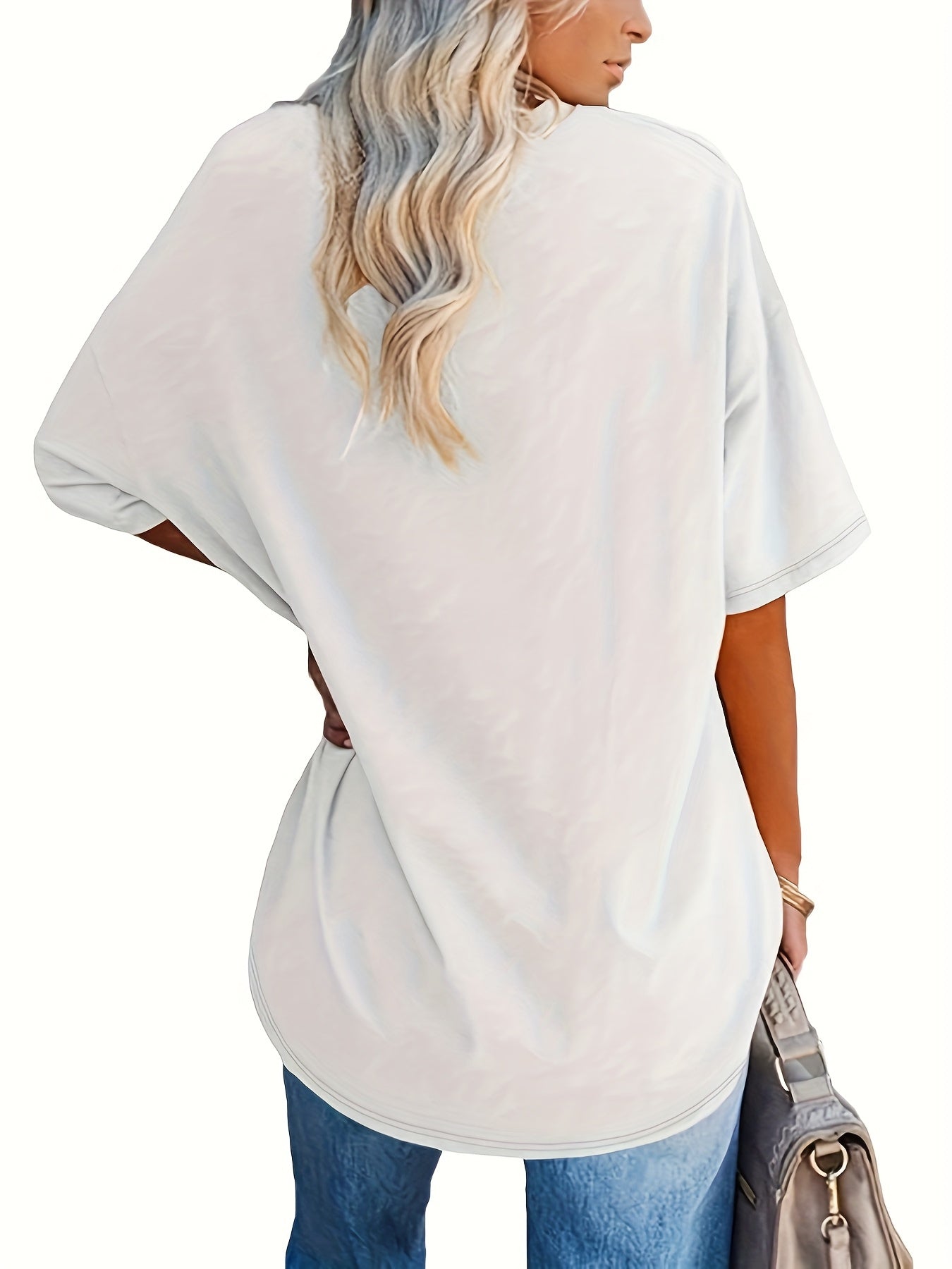Plus Size, Plus Size Comfortable Short Sleeve Round Neck Top