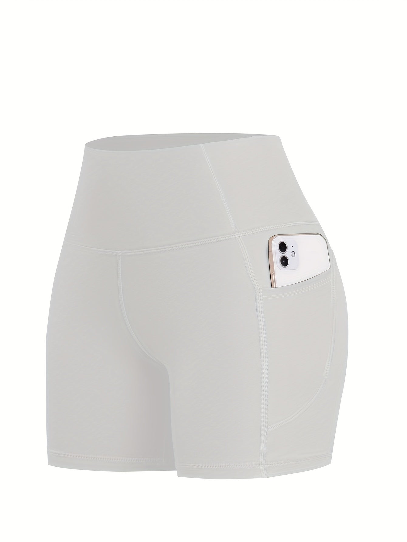 6-pack Plus Size Women'S Sports Shorts High Waist Hip Lifting Yoga Shorts With Pocket Three-quarter Pants Gym Running Exercise Fitness Shorts