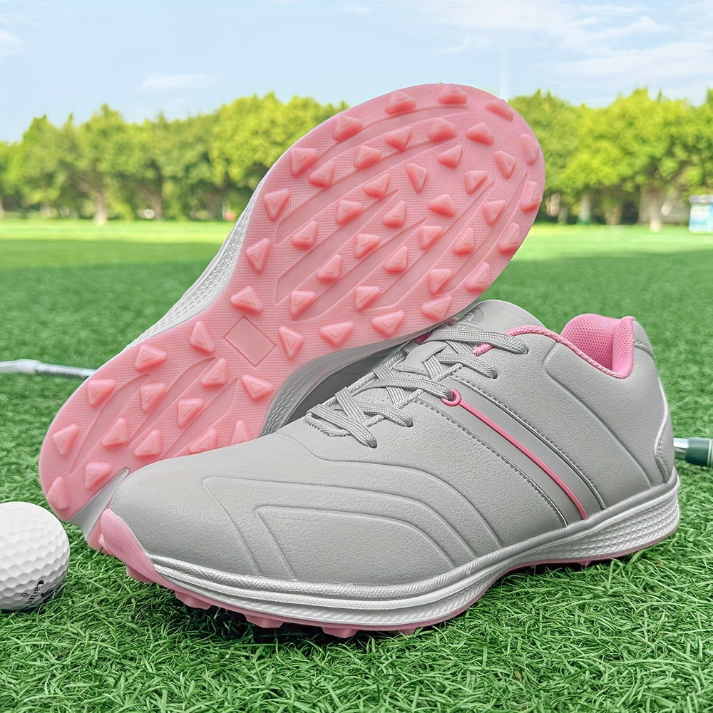 [Stylish] Thestron Women'S Golf Shoes - Non-Slip, Lightweight, Comfortable Training Sneakers with Textured Grip, Pink & White Design, Sizes 35-43 for Enhanced Performance on the Course, Sports Sneakers | Modern Golf Shoes | Fabric Lined Interior