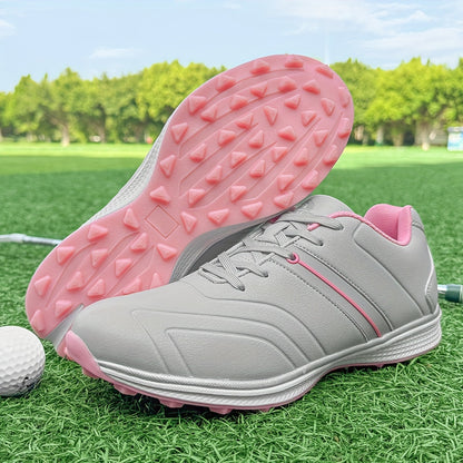 [Stylish] Thestron Women'S Golf Shoes - Non-Slip, Lightweight, Comfortable Training Sneakers with Textured Grip, Pink & White Design, Sizes 35-43 for Enhanced Performance on the Course, Sports Sneakers | Modern Golf Shoes | Fabric Lined Interior