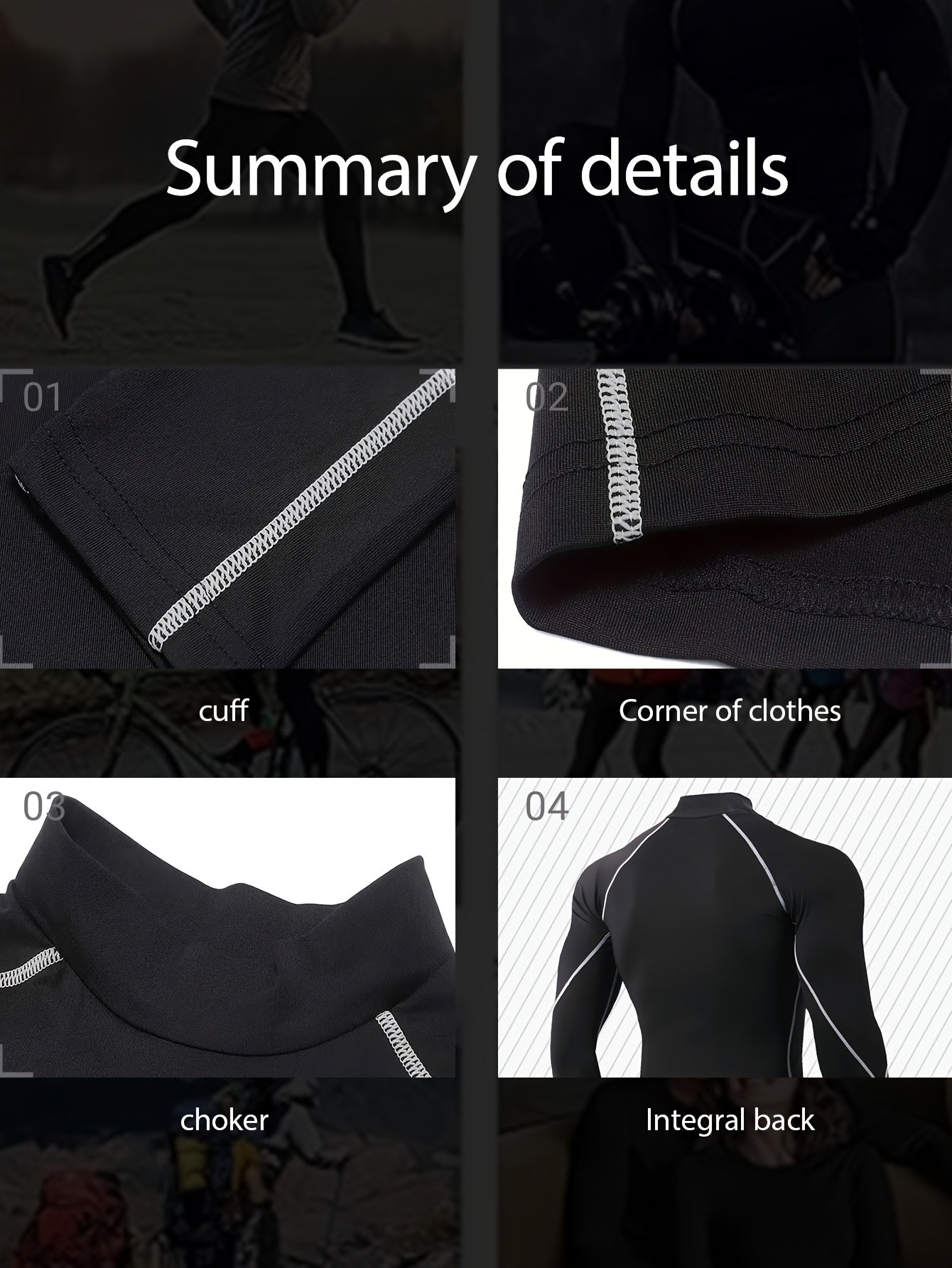 5 Breathable Quick-Dry Men'S Compression Long Sleeve Sportswear - High Stretch Polyester Blend Round Neck Top, Suitable for Running, Basketball, Gym and Casual Wear, Gym Shirt