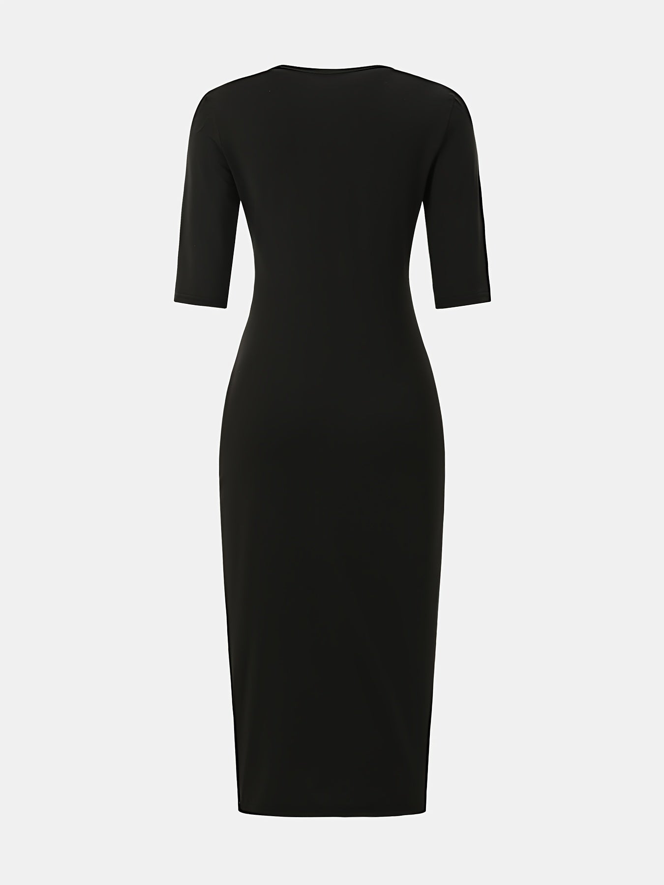 Elegant and Simple, Slim-fit Cut, Zipper Design, Boat Neckline, Mid-length Short-sleeve Dress, Cardigan Dress, Suitable for Fashionable Women, Short-sleeve Dress for Spring, Summer, and Autumn