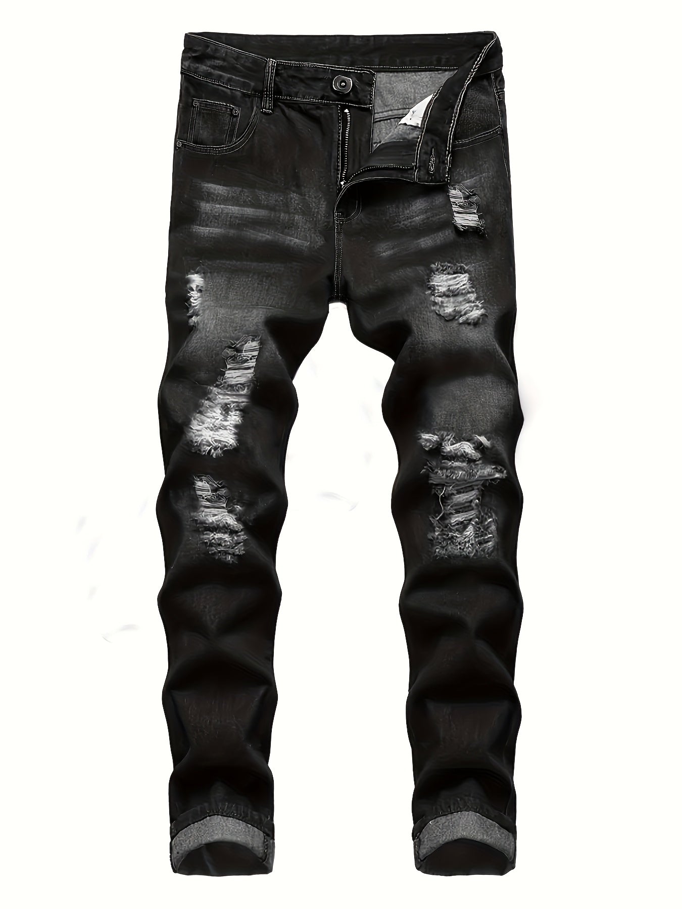 3-pack Men'S Slim Fit Ripped Jeans Distressed Denim Pants Casual Streetwear Fashion Trousers Hip Hop Trendy Joggers For Men