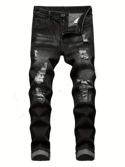 3-pack Men'S Slim Fit Ripped Jeans Distressed Denim Pants Casual Streetwear Fashion Trousers Hip Hop Trendy Joggers For Men
