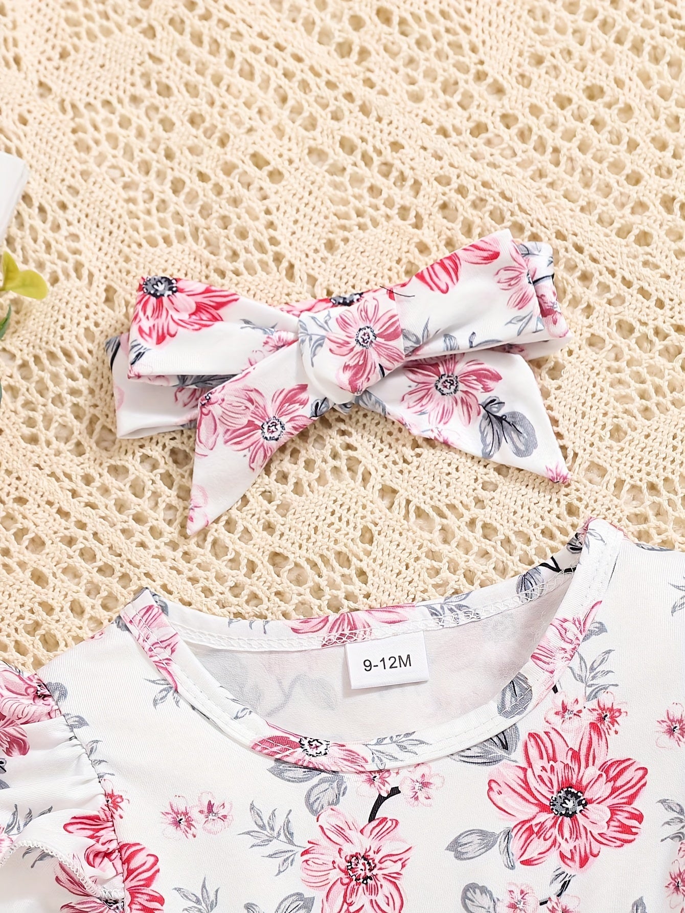 Girls' Rust Polyester Floral Printed Pants - product view 4