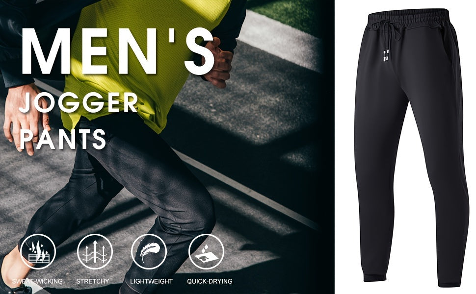 3pcs Men's Jogger Sweatpants - Ultra-Elastic Gym Pants with Deep Side Pockets, Mid-Rise Athletic Workout Bottoms, Solid Color Casual & Training Wear, Machine Washable (Regular Fit) - Bulk Pack for Running, Gym, Everyday Use - Easy Care &