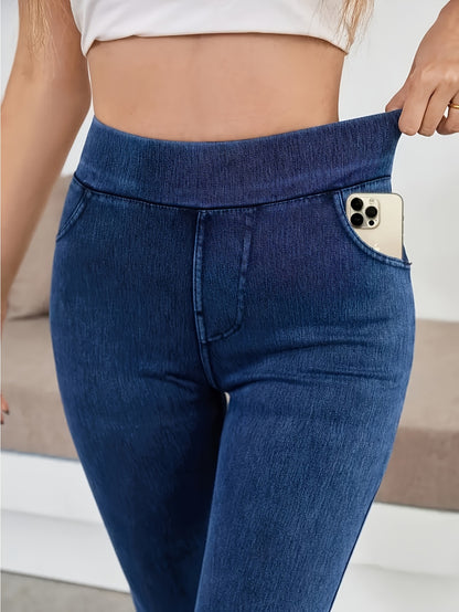 Women'S High-Waisted Soft Elastic Slim-Fitting Jeans, Basic Pencil Pants, Daily Out Yoga Pants, Easy Style, Versatile Basic Models, Machine Washable, Can Be Worn in All Seasons