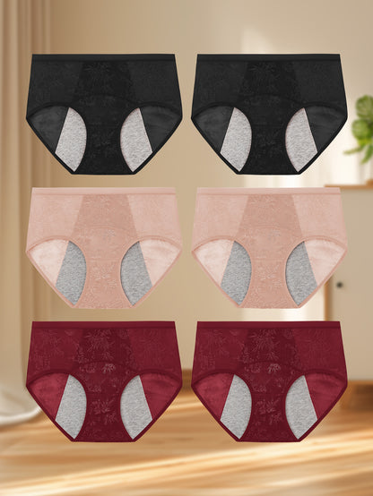 6pcs Women's High waisted Floral Jacquard Pattern Contoured Underpants with - product view 11
