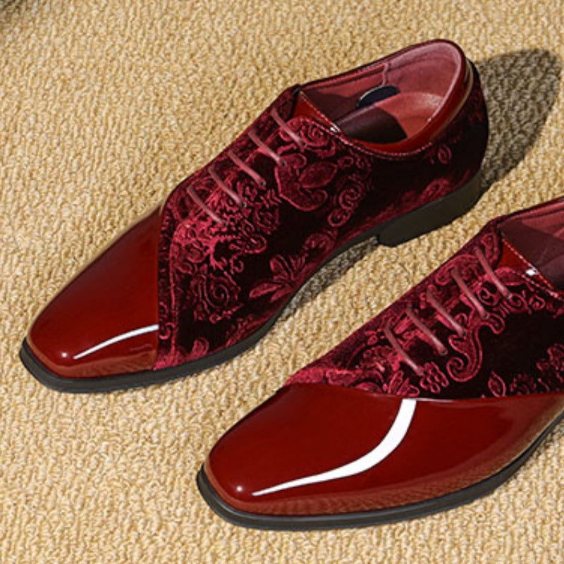 Men's formal tuxedo shoes classic patent velvet lace-up formal oxford shoes for wedding dresses