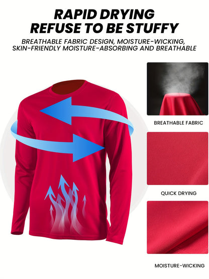5-Pc Men'S Quick-Dry Stretch Fitness Tees | Long Sleeve Moisture Wicking Workout Shirts for Running/Gym/Cycling | Breathable Athletic Top with Comfort Fit