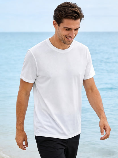 6pcs Men'S Crewneck Short Sleeve T-Shirts | Solid Color, Breathable Cooling Quick-Drying, Casual Fashion Tees, Versatile Summer Mens Clothes, Everyday Comfortable Fit, Perfect Gifts For Boyfriend, Easter Selection