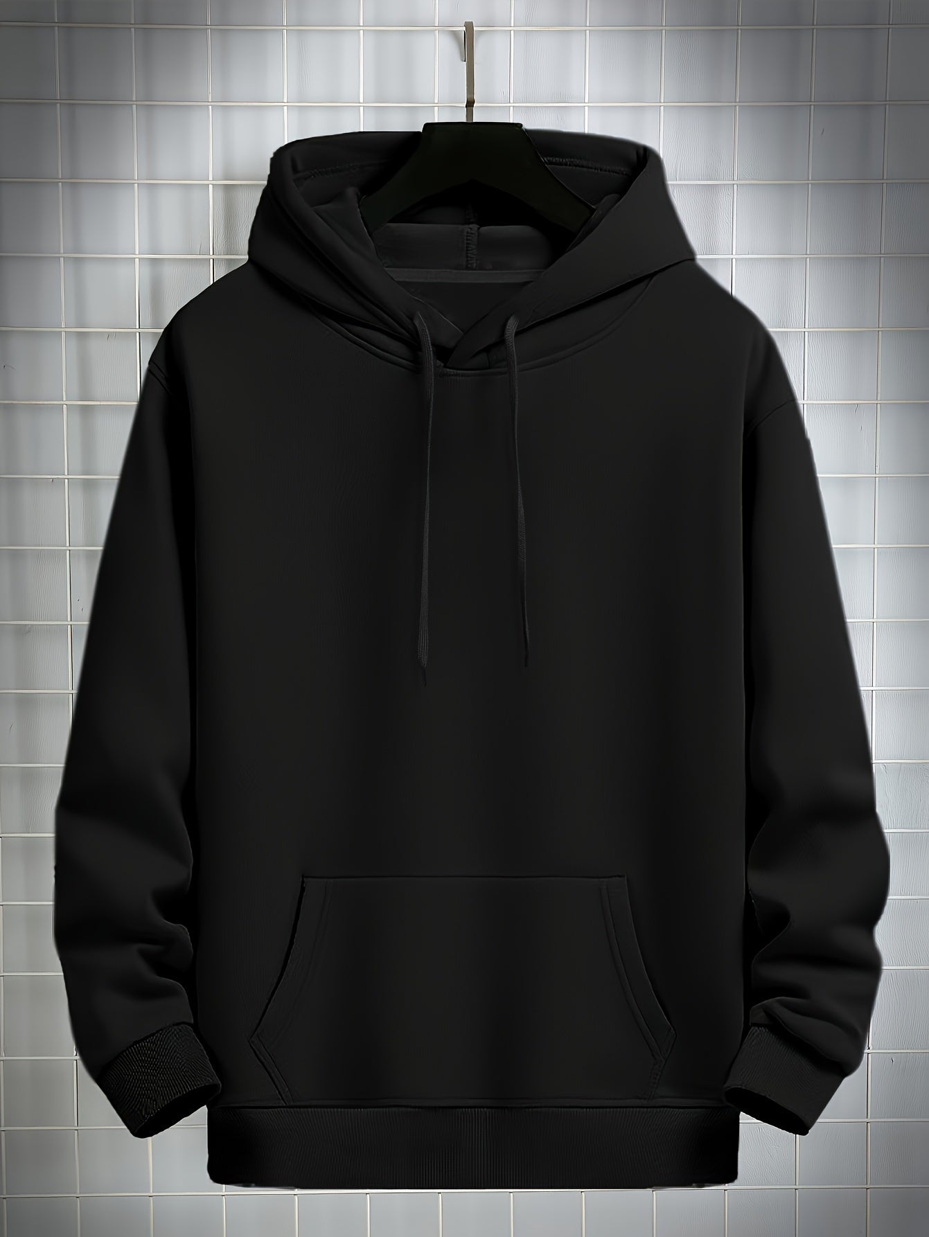 4 Simple Solid Color Hoodies with Kangaroo Pockets, Casual Hoodie for Men
