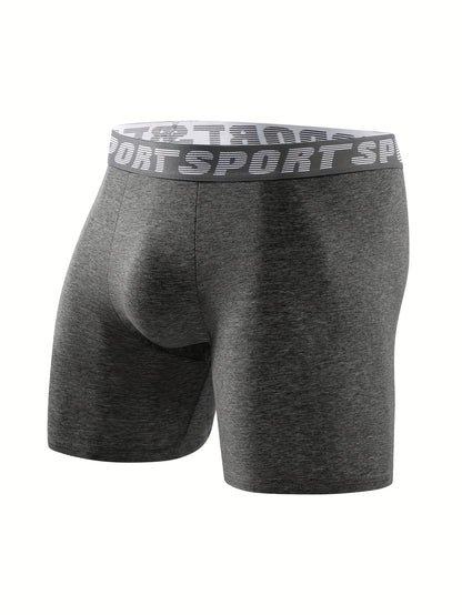 4 Pack Of Men's Underwear Men's Long Sports And Fitness Briefs, Breathable, Comfortable And Healthy Men's Boxer Briefs Fashion Trend Simple Casual Sports Men's Pants