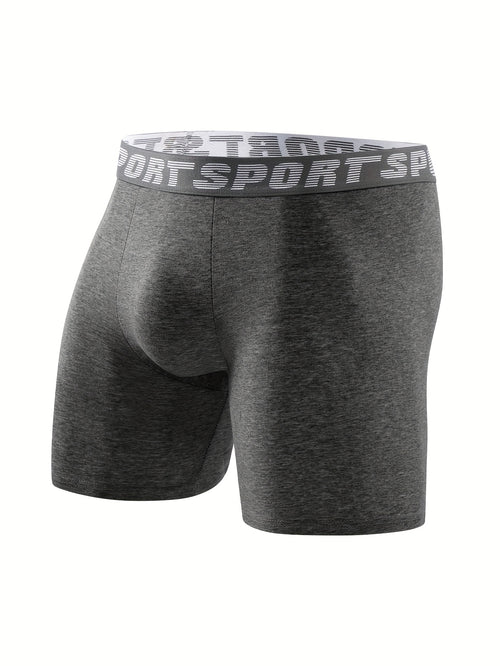 4 Pack Of Men's Underwear Men's Long Sports And Fitness Briefs, Breathable, Comfortable And Healthy Men's Boxer Briefs Fashion Trend Simple Casual Sports Men's Pants