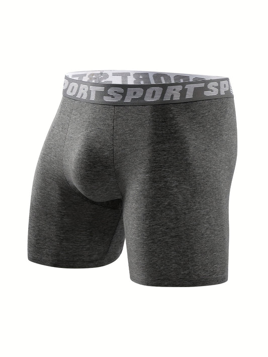 4 Pack Of Men's Underwear Men's Long Sports And Fitness Briefs, Breathable, Comfortable And Healthy Men's Boxer Briefs Fashion Trend Simple Casual Sports Men's Pants