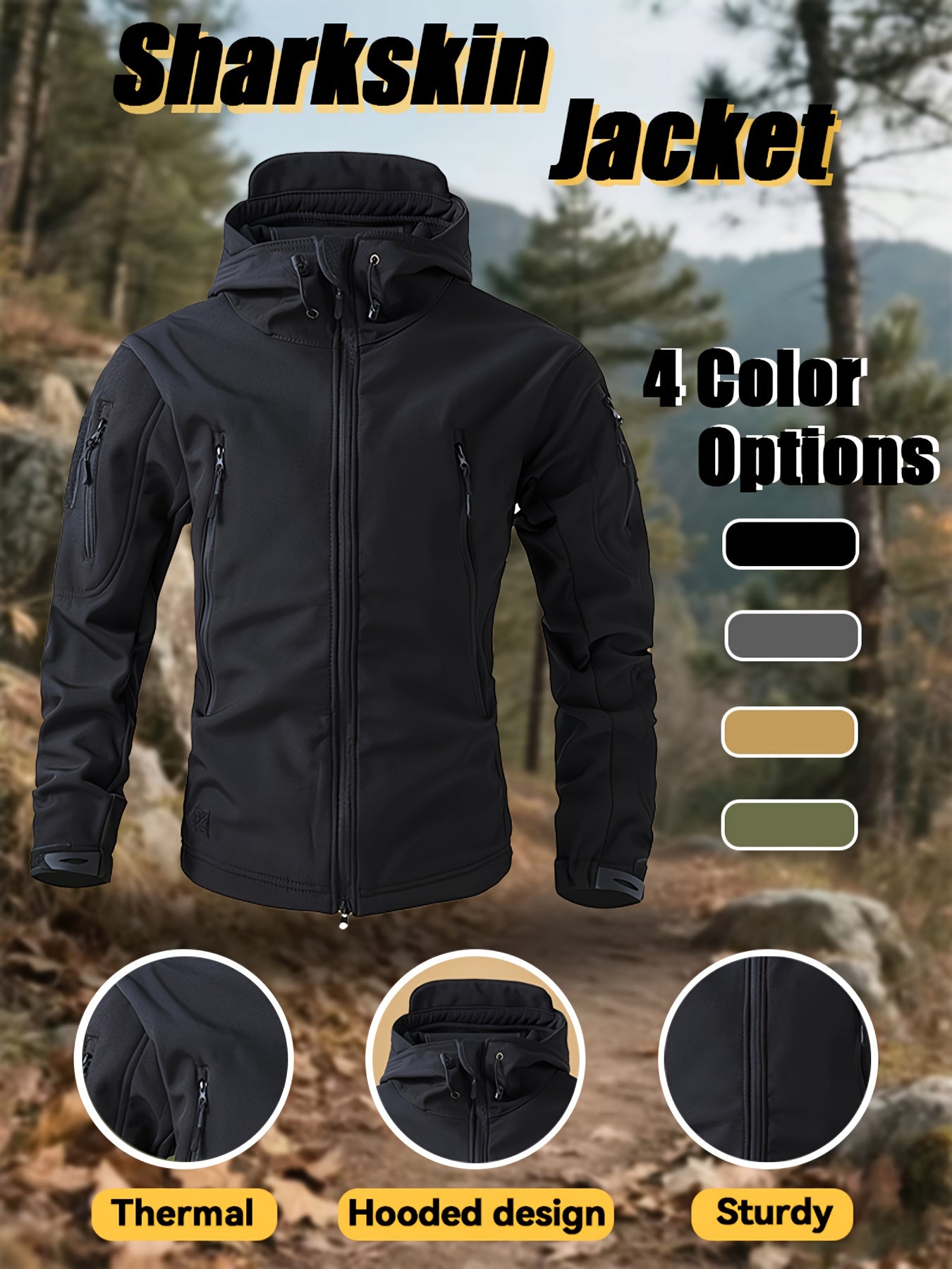 Men'S New Thickened Two-Piece Windproof Jacket And Hoodie Designed for Autumn And Winter, Featuring Multiple Pockets, Elastic Materials, And Warmth, Ideal for Hiking, Skiing, Fishing, And Outdoor Sports. Tactical Style with Breathable Fabrics