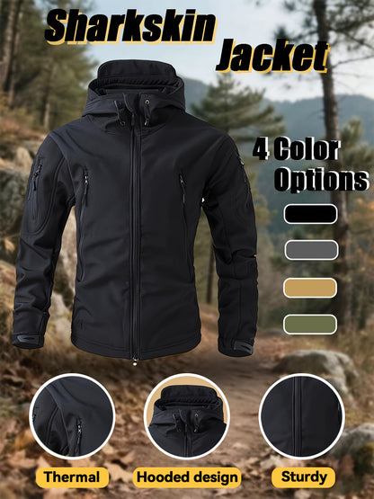 Men'S New Thickened Two-Piece Windproof Jacket And Hoodie Designed for Autumn And Winter, Featuring Multiple Pockets, Elastic Materials, And Warmth, Ideal for Hiking, Skiing, Fishing, And Outdoor Sports. Tactical Style with Breathable Fabrics