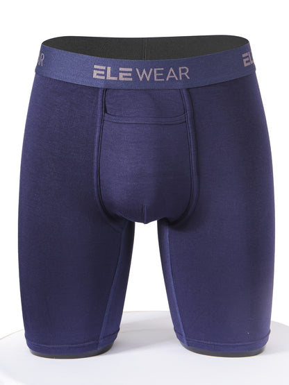 Men's Long Modal Underwear Top Opening Moisture Wicking Soft and Comfortable Extended Sports Underwear Boxer Brief