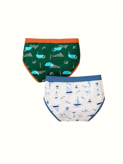 8pcs Boys' Ocean Crocodile Briefs - Soft, Breathable Blend Underwear with Stretch, Non-Transparent Animal Print for All Seasons