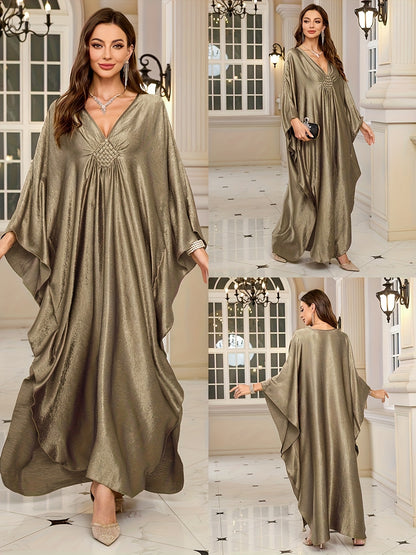 Women'S Caftans Kaftan Dresses Beach Cover Up Oversized Loose Beach Blouse Woven Gorgeous Golden Holiday Robe