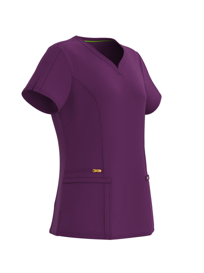PandaFlex modern neck in Four-Way Stretch Fashion Scrubs Set V-Neck Short Sleeve Scrub Top & Straight Leg Cargo Pants for Nurses with zipper pockets 3372