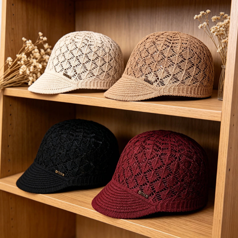 4pcs Lightweight Breathable Women Beret Hats, Foldable Portable Design for Easy Storage and Carrying, Non-elastic Snug Fit Design to Fit Head Circumference Stably, Machine Washable for Labor-free Daily Cleaning and Repeated Use, Delicate Jacquard Wov