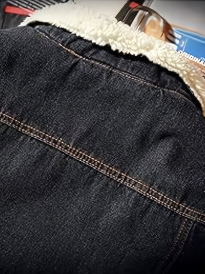 Men's Sherpa Fleece Lined Denim Jacket - Warm Winter Trucker Jacket - Cowboy Jean Jacket - Soft Fleece Lining & Durable Denim - For Men - Perfect for Cold Weather & Outdoor Activities - Ideal Gift for Winter Holidays