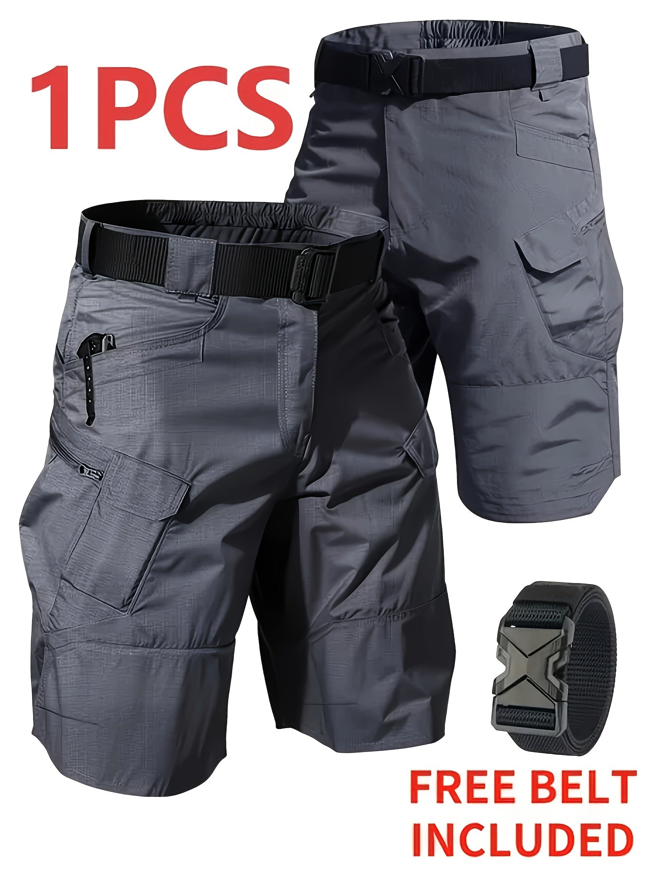 Men's Tactical Cargo Shorts - Casual Shorts - Lightweight Multi-pocket Outdoor Shorts, (Belt Included) Non-stretch Durable Fabric for Hiking, Camping, Fishing - Black Casual Style for Professionals And Outdoor Enthusiasts