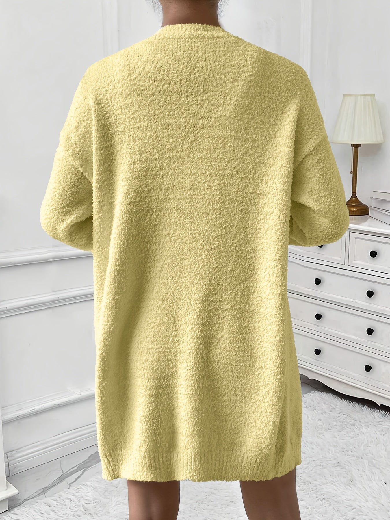 Women's Casual Warm Lounge Set, Cozy Long Sleeve Cardigan & V Neck Tank Top & Shorts, Soft Relaxing Home Outfit, Comfort Wear for Fall & Winter