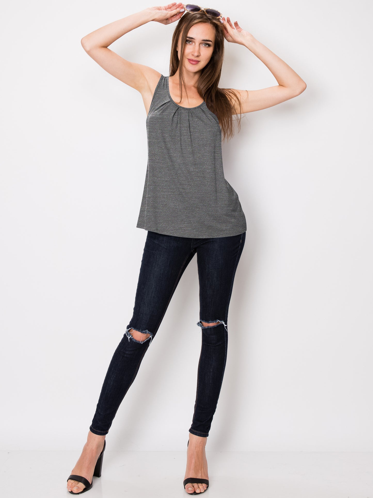 Women's Sleeveless Scoop Neck Loose Fit Tank Top