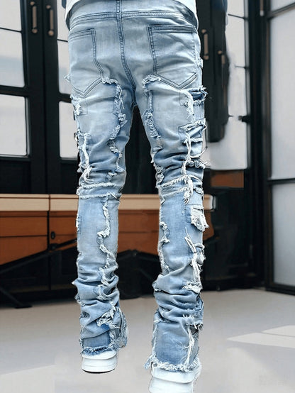 Men's Slim Fit Jeans - Classic Wash Distressed Everyday 377189