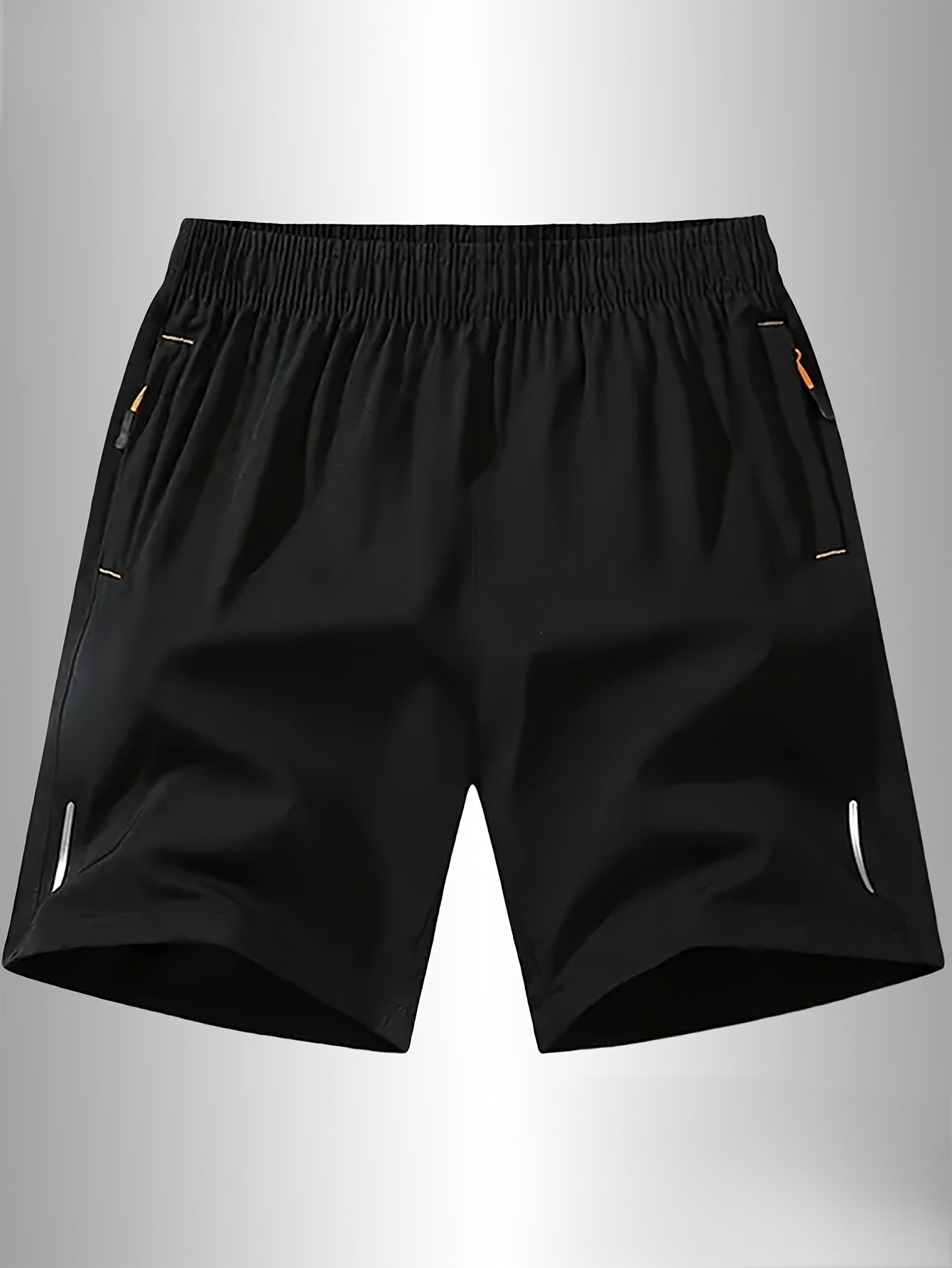 3 PCS Men's Stylish Athletic Shorts, Black Drawstring Design, Zipper Pockets, （Includes wristband）Ideal for Summer Workouts and Outdoor Activities, Plus Size Shorts