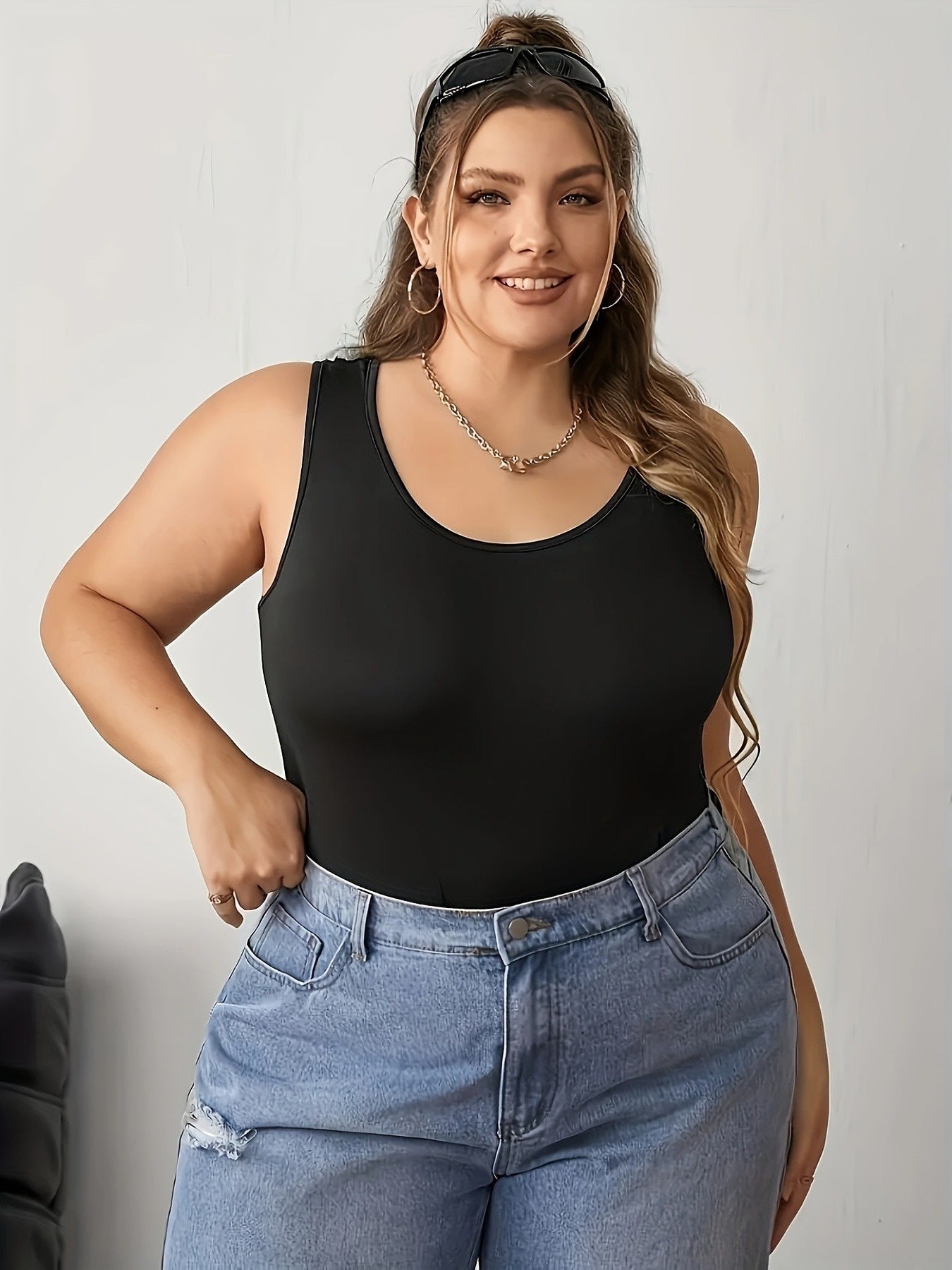 3pcs Plus Size New Arrival Women'S Tank Tops, Solid Color Simple Versatile Comfortable Breathable Fabric Casual Outing Home Wear Base Layer Shirts
