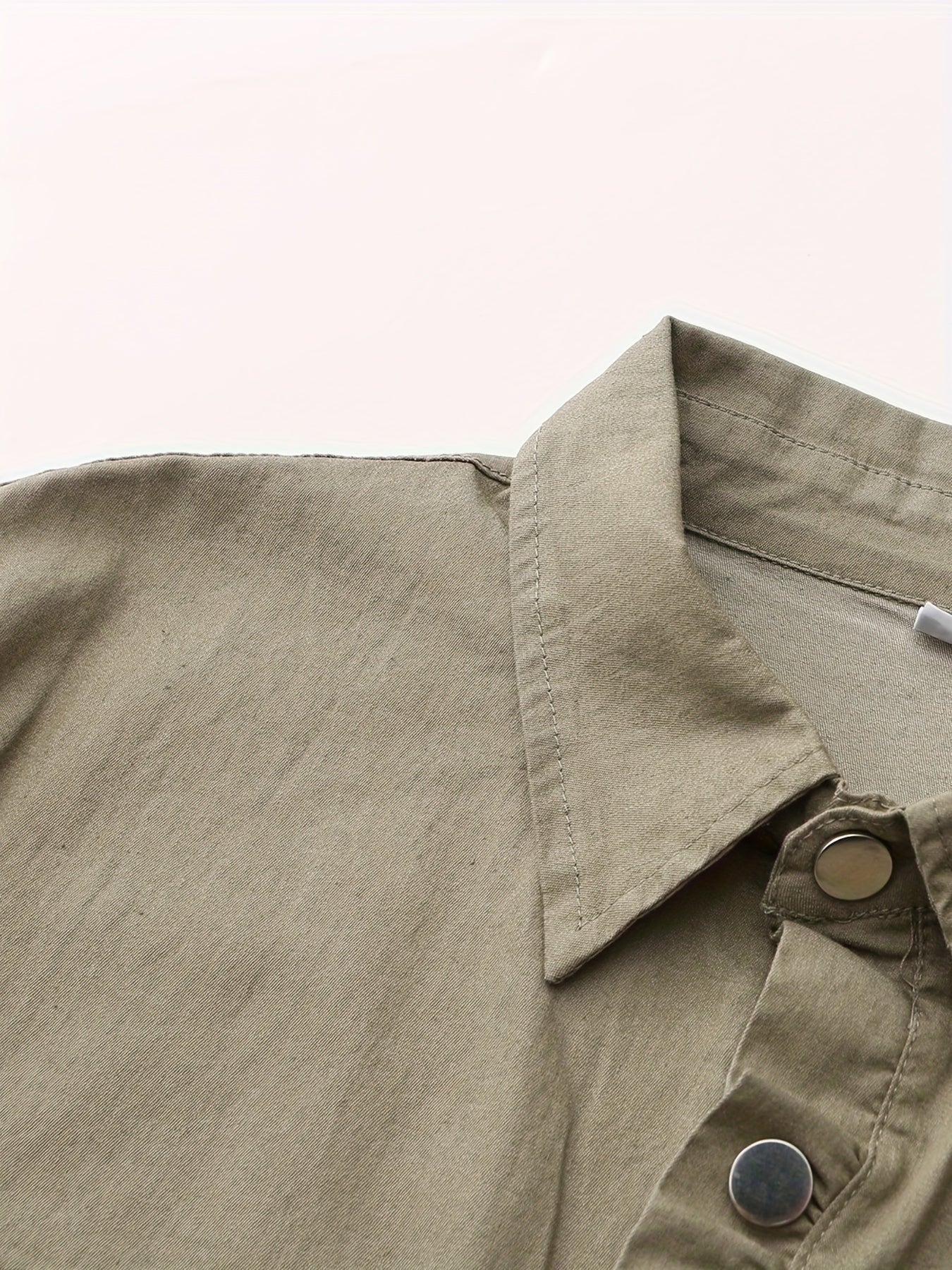 Solid Color Long Sleeve Button Up Retro Style Flap Pocket Denim Shirts Top, Women's Denim Jeans & Clothing