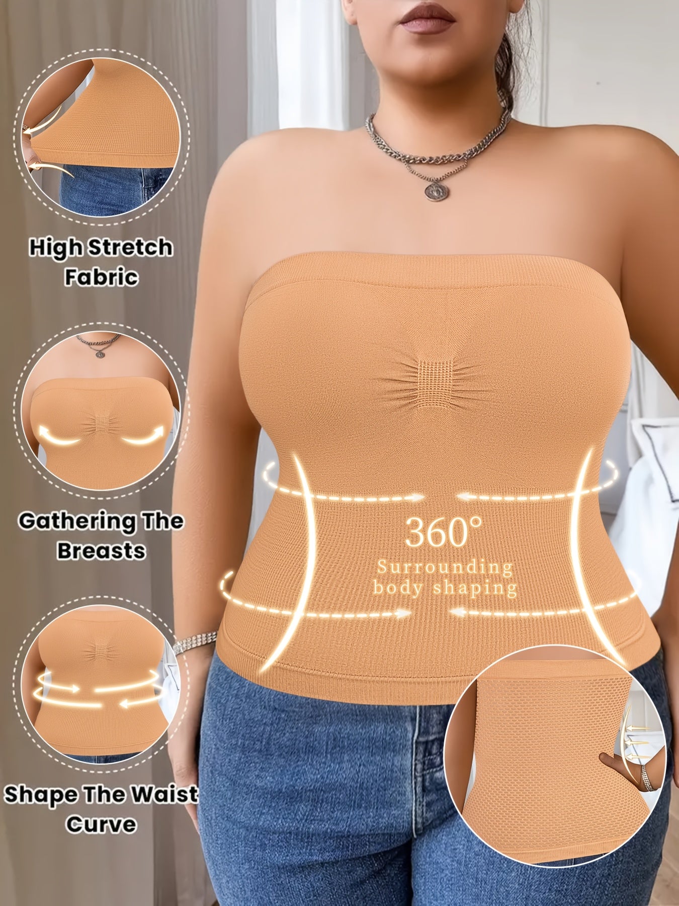 Plus-Size Tummy Control Bodysuit for Women - Comfortable, Breathable Shapewear