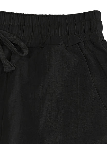 Men'S Spring/Summer Thin Breathable Casual Pants, Loose Fit, Solid Color, Drawstring Wide-Leg Trousers