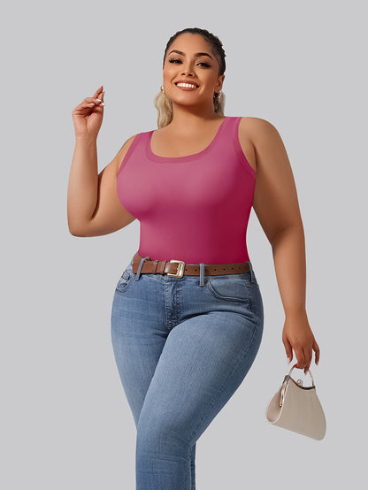 Plus Size - Directional Development Vest Big U Beauty Back 2-In-1 Comes with Coasters Pit Ribbed Base Vest to Wear Outside