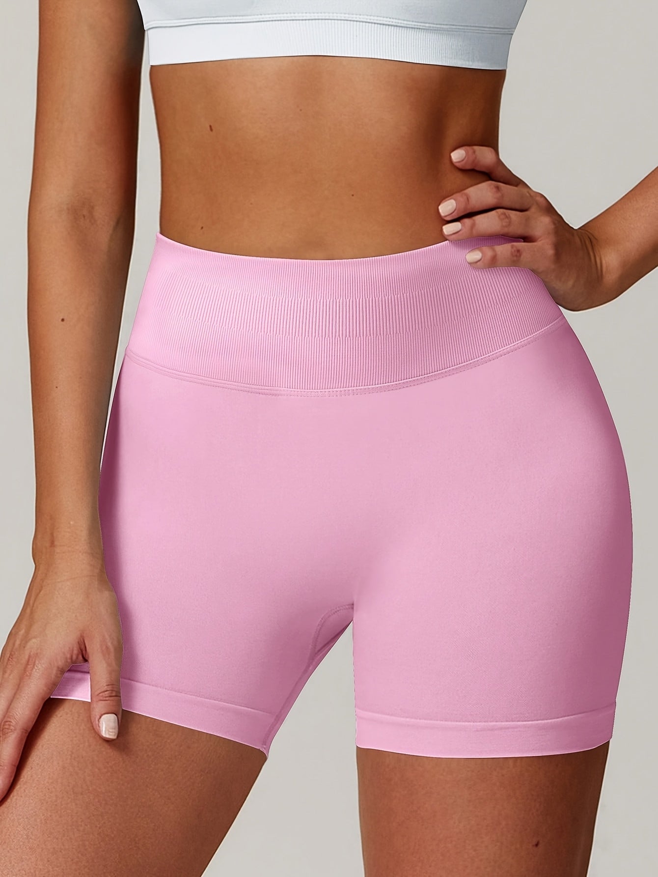 Women's 3PCS-Black Rice Powder Knit High-Waist Shorts - product view 30