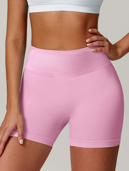 Women's 3PCS-Black Rice Powder Knit High-Waist Shorts - product view 30
