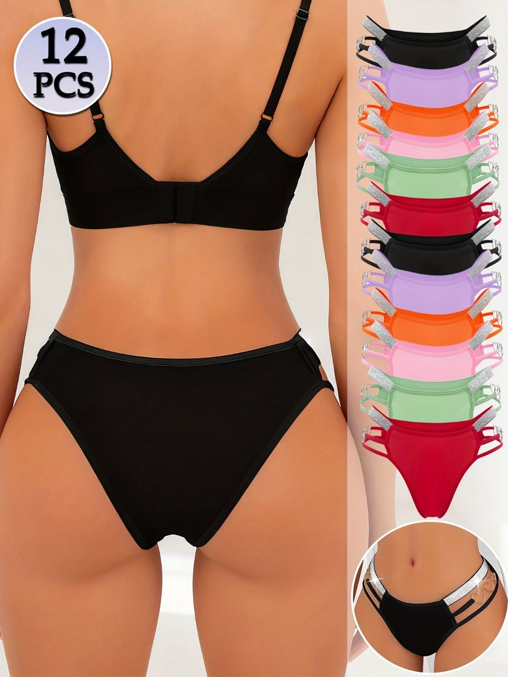 Women's 12-Pack Low-Rise Hipsters - Heart Detail Everyday Comfort