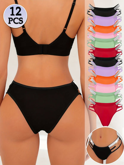 Women's 12-Pack Low-Rise Hipsters - Heart Detail Everyday Comfort