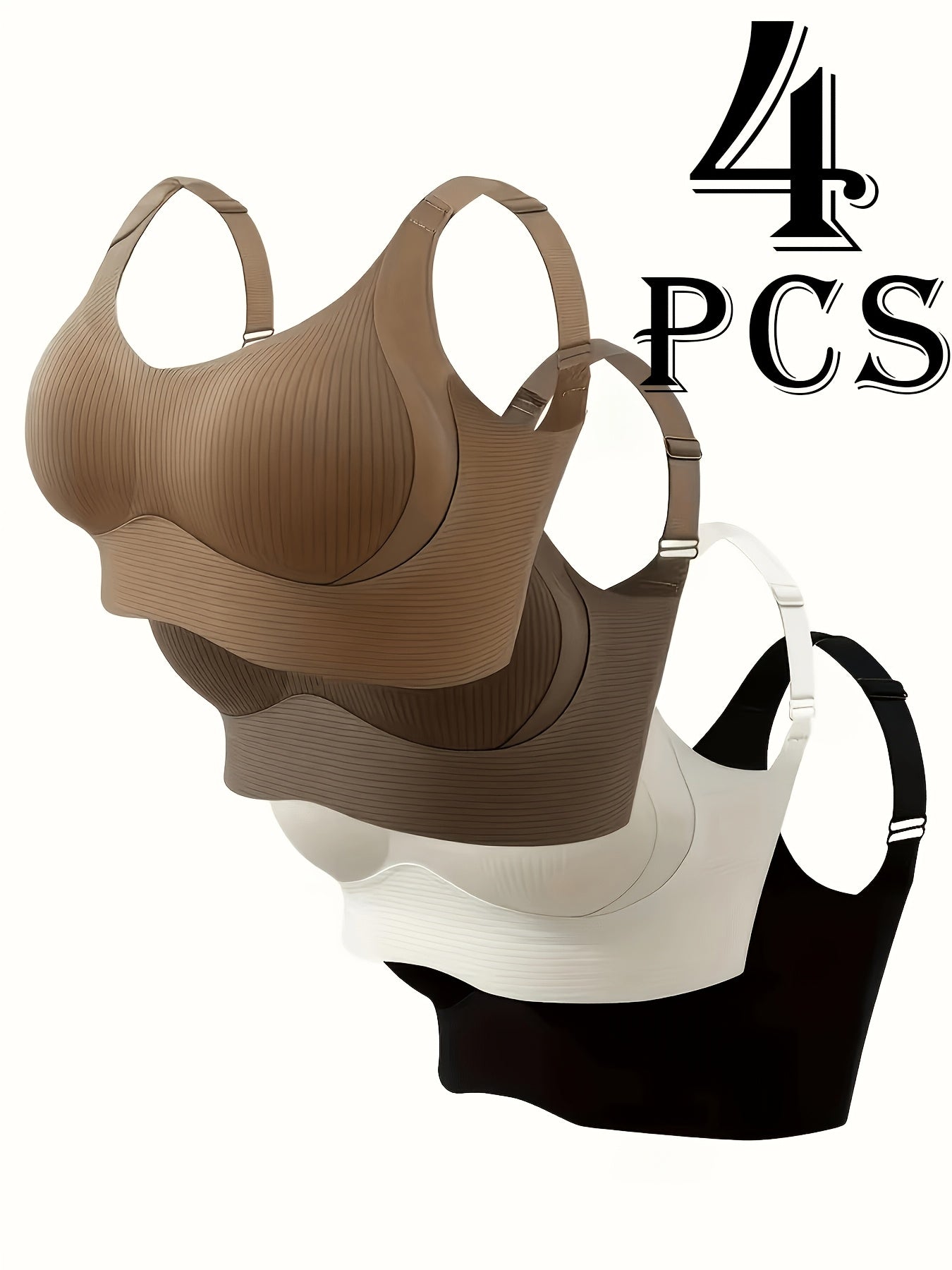 JOINBUY Four Pack Women's Sports Bra Without Steel Rims, Comfortable, Breathable And Soft, with Detachable Chest Pads And Adjustable Wide Shoulder Straps, Suitable for Daily Casual Sports And Yoga Wear.
