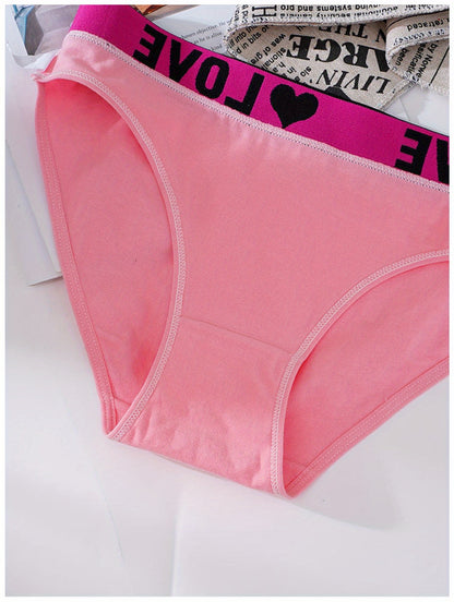 6pcs Seamless Women'S Underwear, Simple Letter Love Pattern, Comfortable Stretch Fabric Lingerie in Red, Black, Blue, Pink, Green, Beige